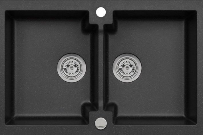 34" Black Granite Top Mount Double Bowl Kitchen Sink from NKBA Global Connect Member AXIUS